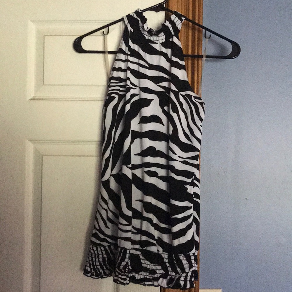 Halter tie zebra print top